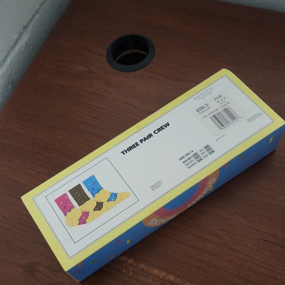 Kids Donut Themed Socks- 3 Pairs